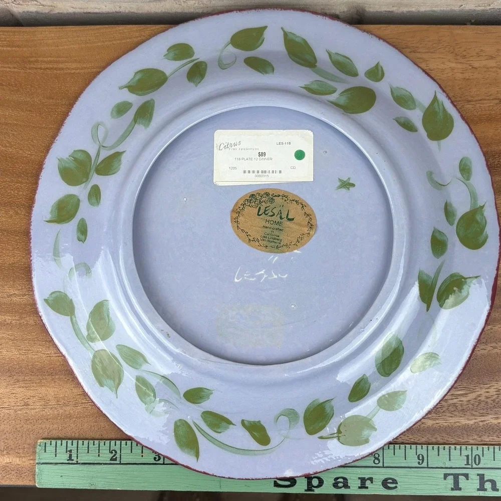 Lesal Home Hand Painted Floral Dinner Plate Pink Rose‎ Cottagecore Decor